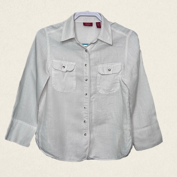 Valerie Stevens Tops - Valerie Stevens Casualwear Linen Long Sleeve Button Down Shirt